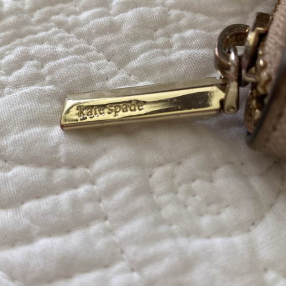 Kate Spade large gold metallic zip around wallet w/ cranberry and pink interior - Picture 5 of 16